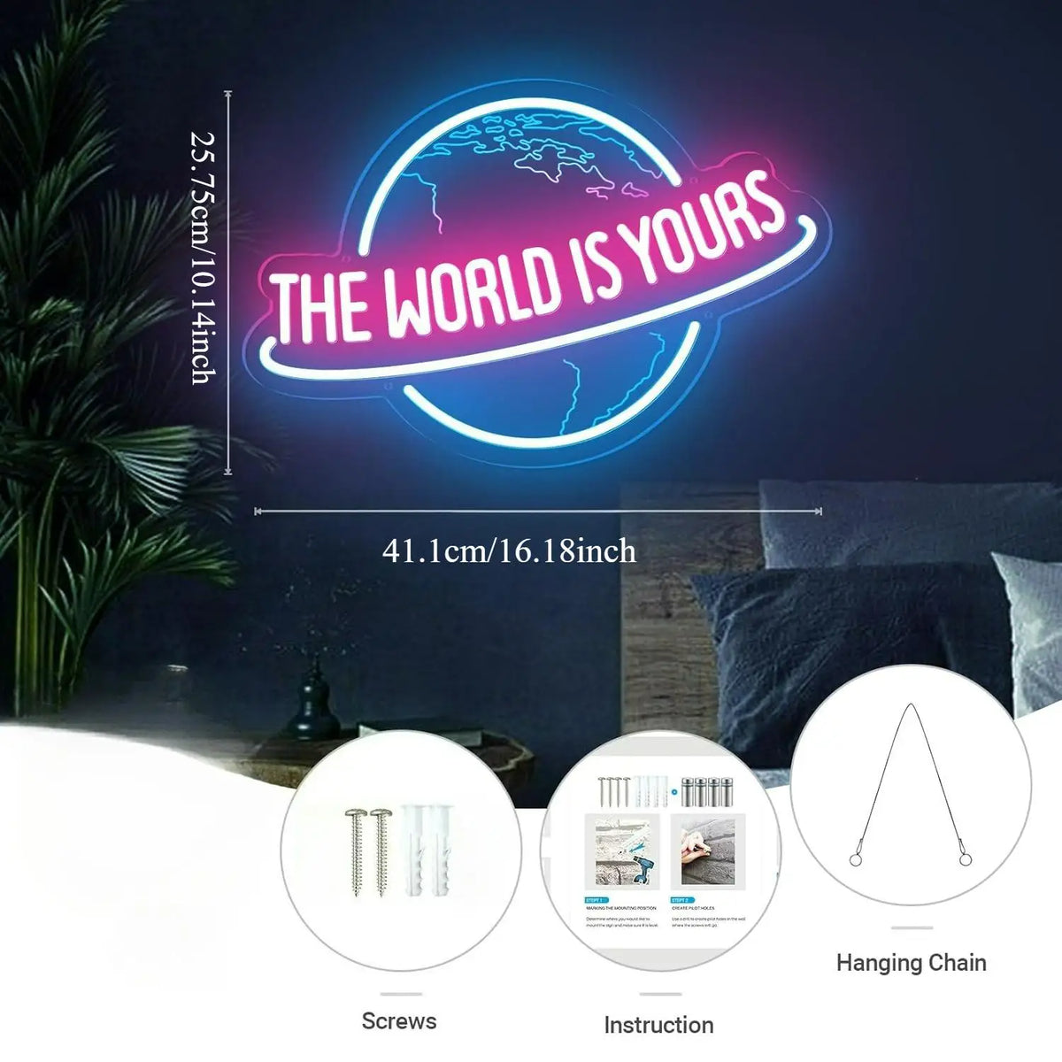 The World Is Yours LED Neon Sign for Wall Decor