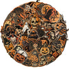 A collection of retro graffiti aesthetic stickers featuring Halloween and spooky themes on an orange background.