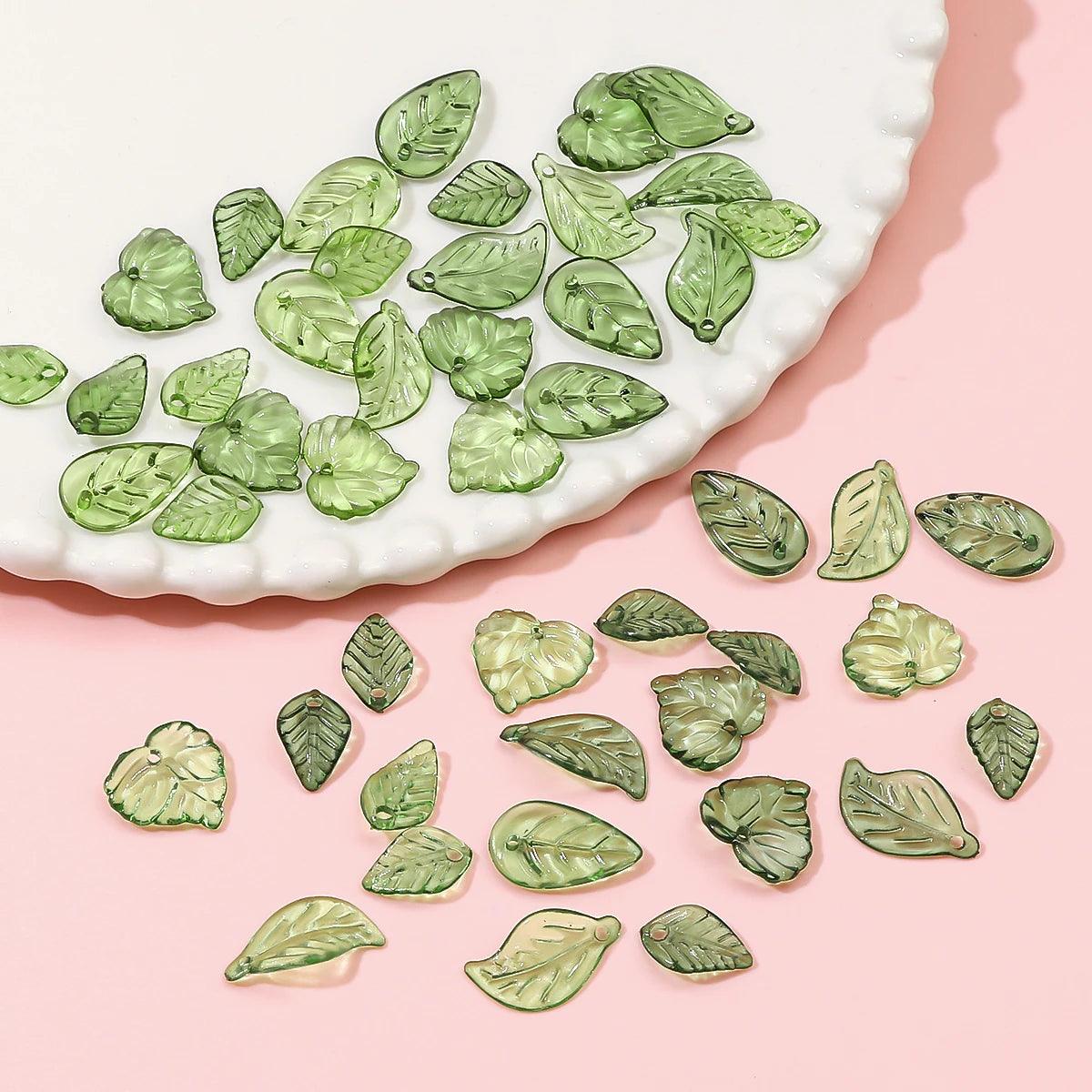 Acrylic Tree Leaf Mini Beads for DIY Jewelry Making