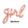 Gold foil letter balloon spelling the word girl for baby shower decor