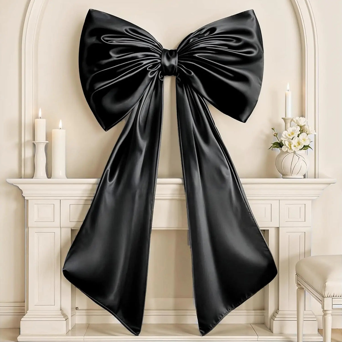Giant Pink Satin Ribbon Bow Wall Decor for Birthday & Coquette Room