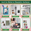 A set of blank sublimation magnets used for DIY fridge magnets, shown alongside various household items.