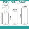 Diagram showing various sizes of clear glass cylinders, including 4.8 inches and 8 inches tall.