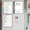 A white magnetic dry erase calendar set showing an October schedule, a to-do list, and a shopping list.