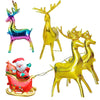 A set of 3D foil balloons featuring a Santa sleigh pulled by deer and elk figures.