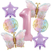 Pink Butterfly & Number Balloon Combo Set
