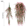 A long, cascading vine of pink and green flowers used for home decor.