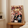 Canvas wall art featuring Tony Montana and the phrase World Is Yours with a golden globe.