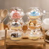 Clear plastic cupcake boxes filled with decorated cupcakes for parties and events