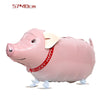 Pink cartoon pig foil balloon with happy text for birthday party decor