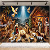 Starry Night Nativity Scene Backdrop for Christmas Celebrations