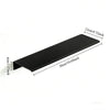 A black aluminum floating wall shelf measuring 50cm long and 12cm deep.