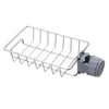 Faucet-mounted kitchen organizer featuring a sponge holder and drying rack made of stainless steel.