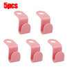 Five pink space-saving hanger connector hooks for organizing and storage.