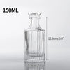A clear glass vase with ribbed texture, measuring 150ml, shown in a vertical view.