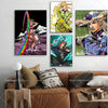 A set of three JoJo's Bizarre Adventure anime posters featuring characters like Jotaro Kujo and Josuke Higashikata