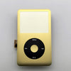 A gold-colored iPod Classic front faceplate with a black menu clickwheel visible.