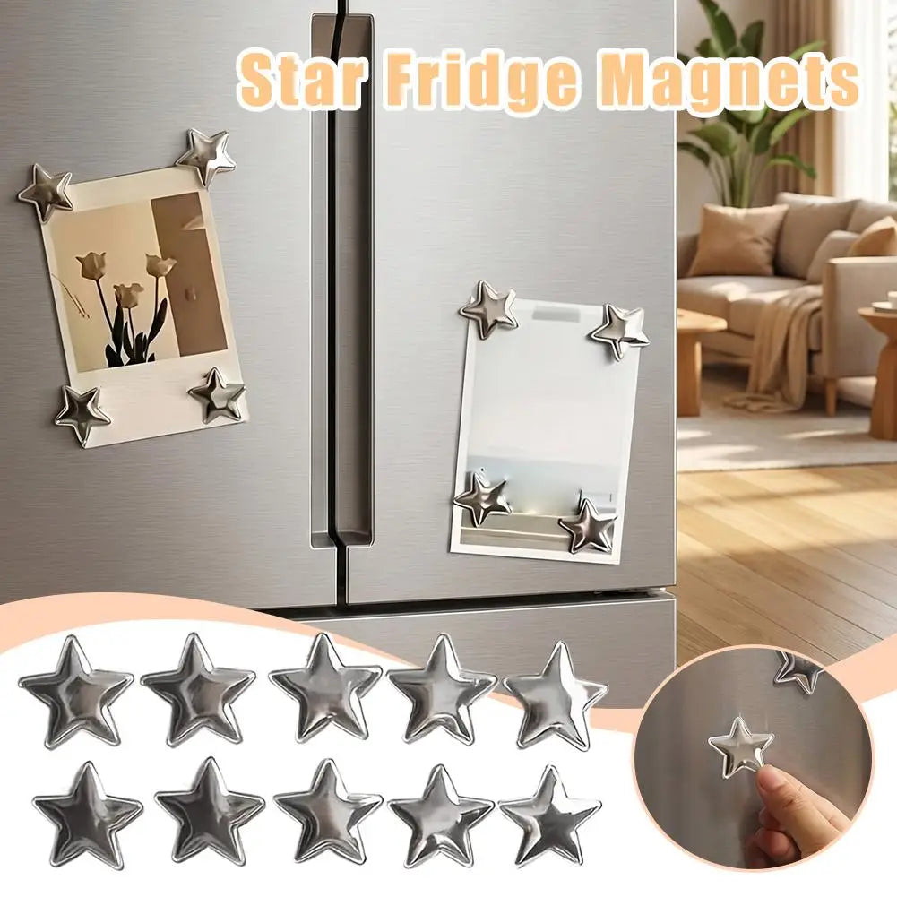 Vintage Silver Star Magnets for Fridge and Photo Wall