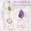 A long amethyst crystal pendant necklace featuring rough amethyst stones and golden accents.