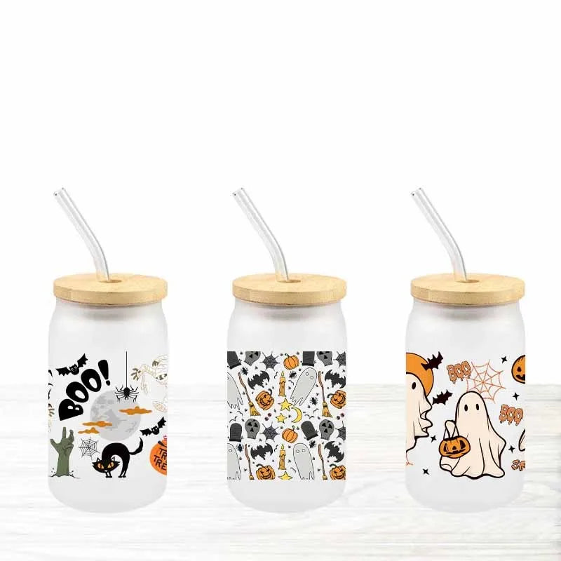 Halloween Spooky UV DTF Cup Wraps – 3D Cartoon Stickers