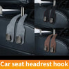 Set of car seat headrest hooks in gray and brown leather for organizing seats