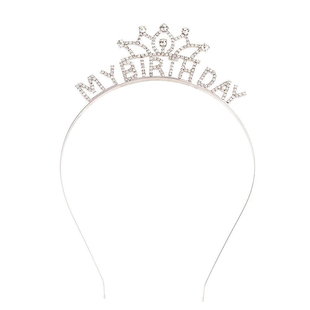 A delicate diamond birthday tiara crown headband for women and girls.