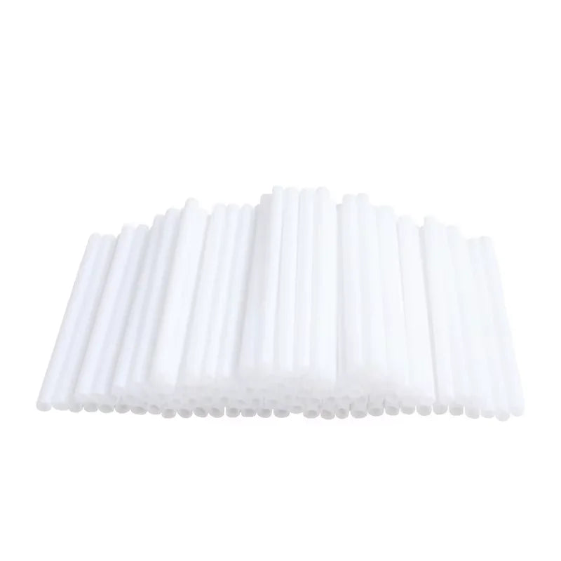 A pack of white lollipop sticks used for candy making.