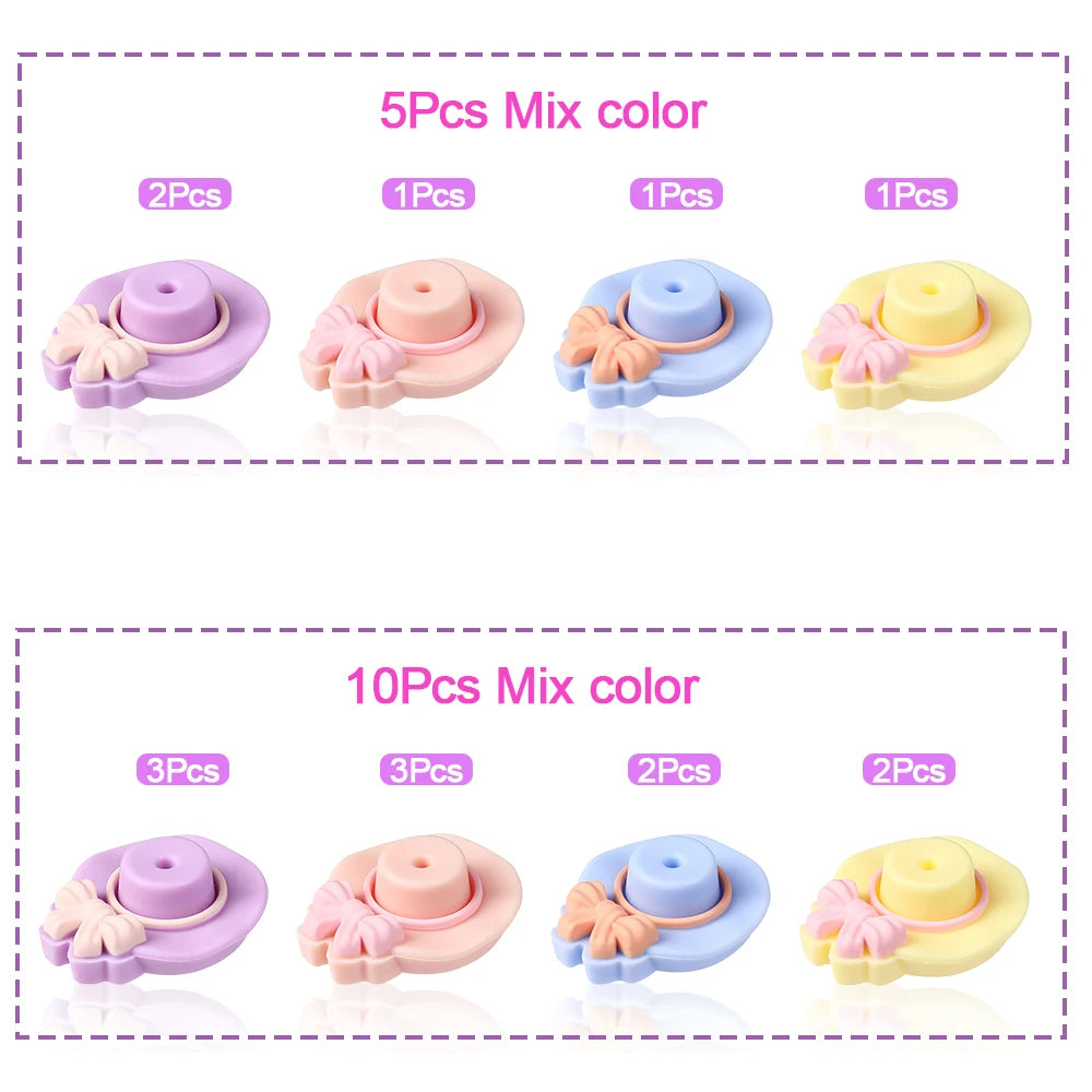 Assortment of 5 and 10 pieces of mix color silicone plant beads for jewelry making and DIY crafts