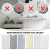 Self-adhesive marble tile stickers showing various marble patterns for wall decoration