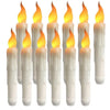 A set of white flamed LED taper candles with a remote timer.