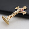 Golden Crucifix Figurine with Enamel Accents