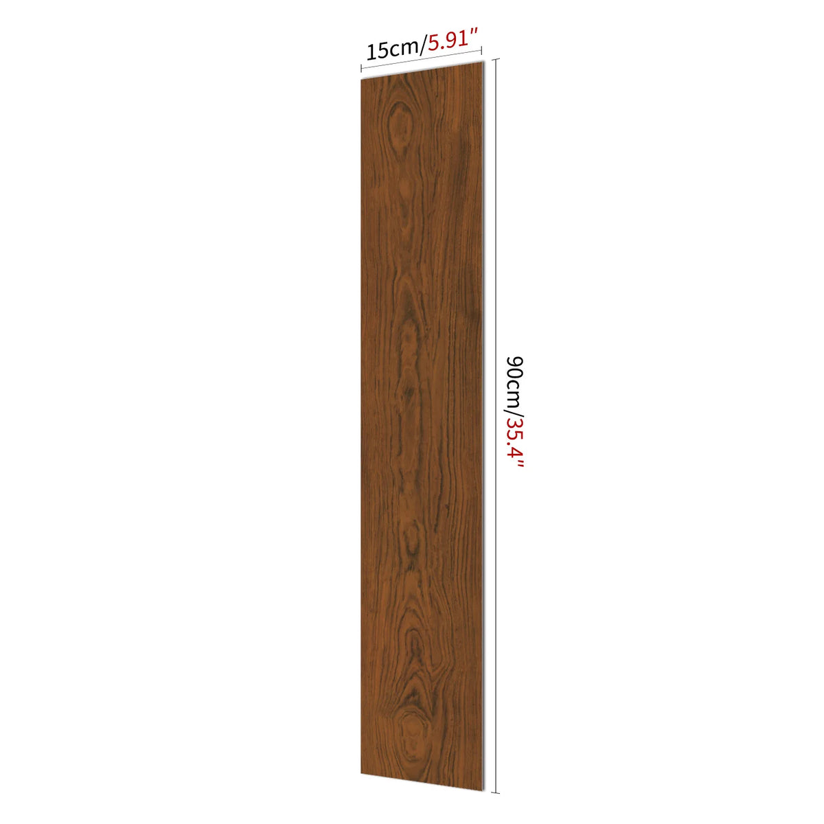 Vertical rectangular wood grain self-adhesive decal measuring 15cm (5.91 inches) and 90cm (35.4 inches).