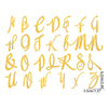 A set of gold acrylic alphabet and numeral cake toppers for decoration