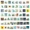 A collection of dinosaur and joguman themed decals stickers in various colors and styles.