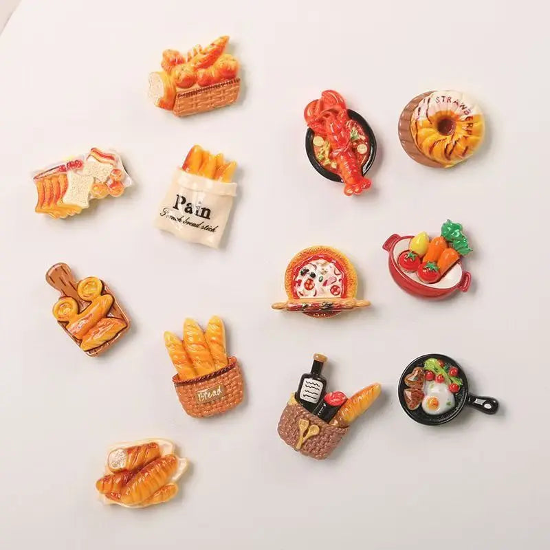 Realistic Bread Fridge Magnets Set — Cute Kitchen Decor & Note Holders