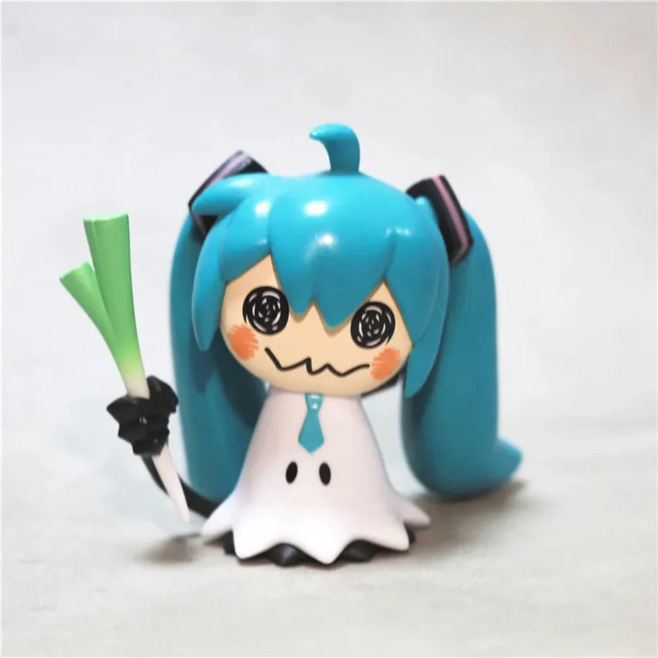 A 7cm PVC collectible statue of Hatsune Miku anime character with blue hair and a white outfit.