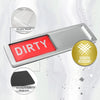 A silver magnet indicator panel with a red dirty section and a scratch resistant label.