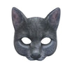 Máscara de mitad de cara de gato peludo gris oscuro para cosplay.