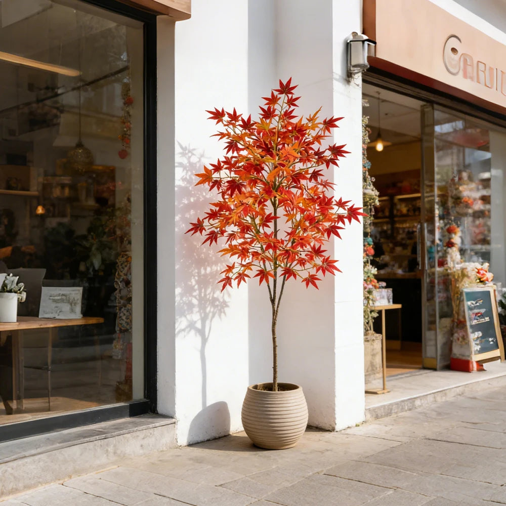 Large Artificial Japanese Maple Tree – Lifelike Faux Red & Green Leaves for Indoor & Outdoor Decor