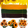 A multi-color pack of chenille stem pipe cleaners in yellow, green, and brown, with orange flowers displayed below.