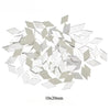 Silver square mosaic mirror wall decals scattered across a white background