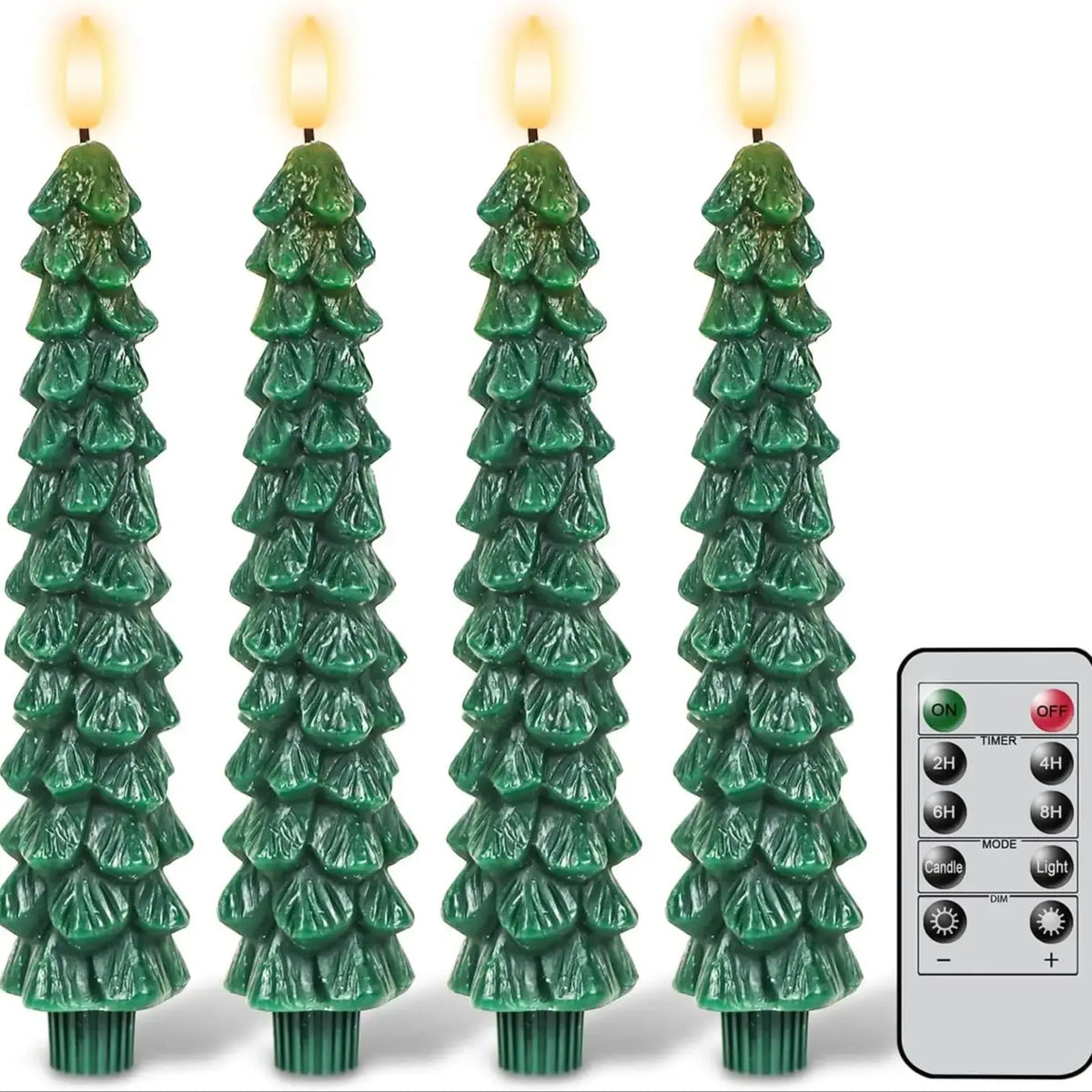 Christmas Tree LED Taper Candles with Remote Control and Timer