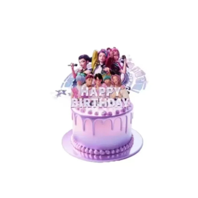 A set of anime hunter girl cake toppers featuring several female characters.