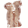 A wooden acrylic sign with engraved text dedicated to a dad, expressing gratitude and love.