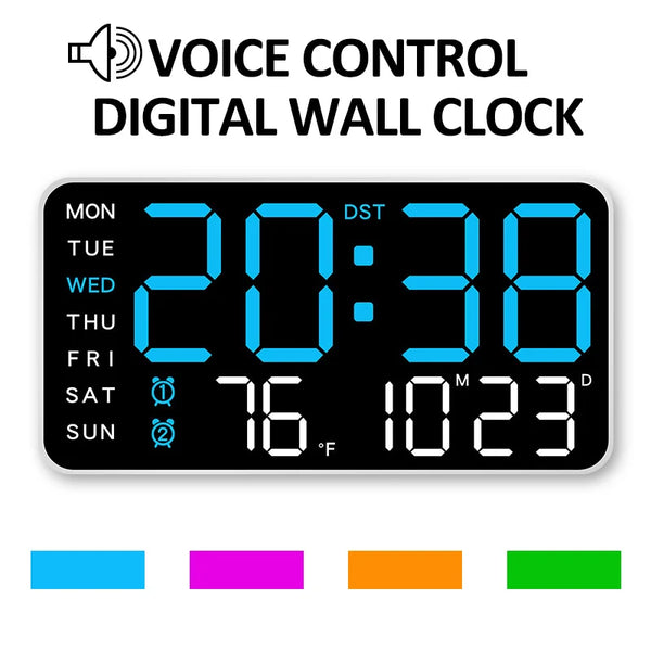 A digital wall clock displaying the time 20:38, temperature 76°F, and date 10/23.