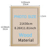 A light wood photo frame with a beige mat, measuring 9.05 inches by 12.59 inches.