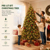 Classic Green Artificial Christmas Tree with Dual-Color LED Lights and Metal Stand