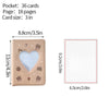 A beige photo card album binder showing a 3-inch card and an 18-page section.