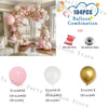 A pink balloon garland kit featuring balloons of various sizes and colors for party decorations.
