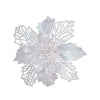 White silk artificial Christmas flowers with a gold sparkle finish